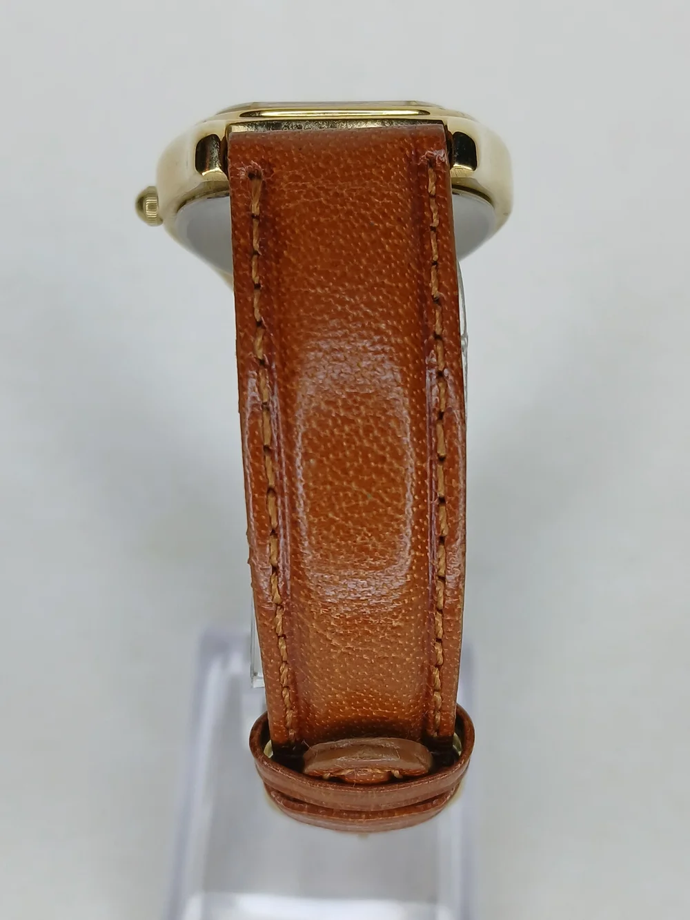 GUESS Men's Brown Leather Strap Gold-Tone Watch